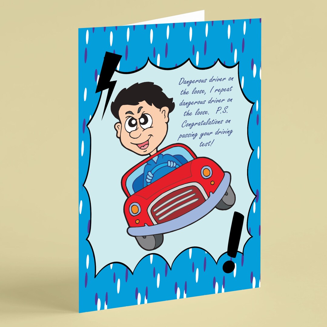 Herzlichen Glückwunsch zur bestandenen Fahrprüfung Karte Humor männlich