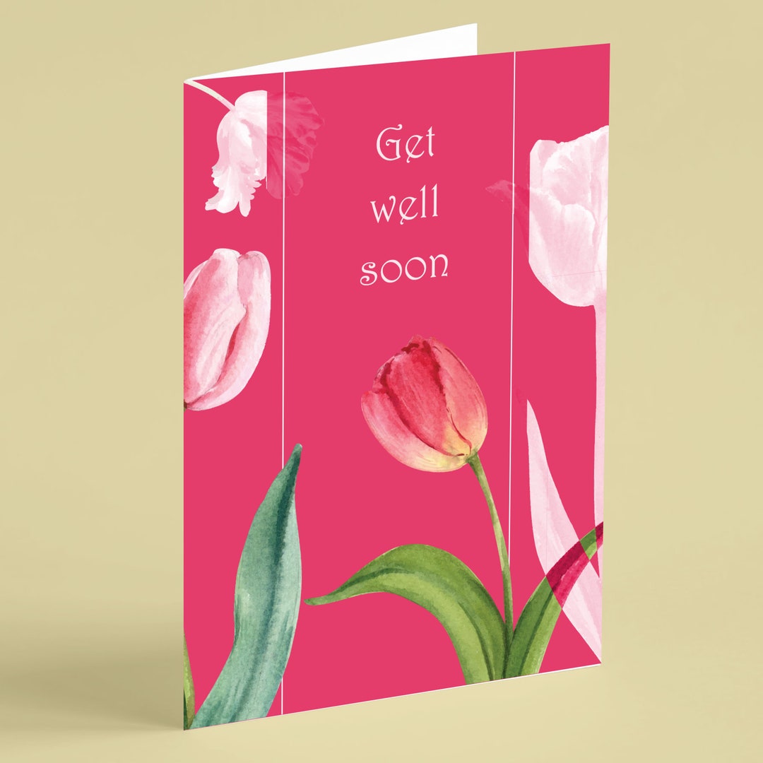 Watercolour Style Tulips Get Well Soon Card - Beebooh Cards - Etsy UK