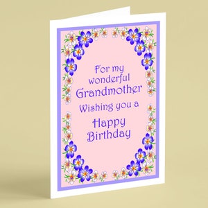 Jolie carte d'anniversaire grand-mère florale - Cartes Beebooh