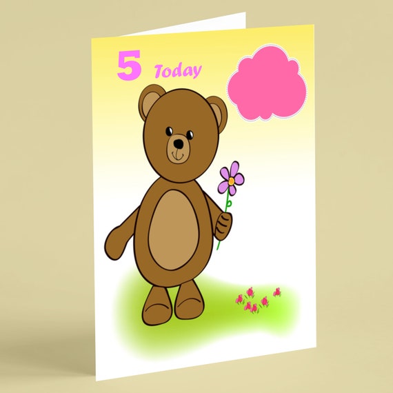 Bear 5 Today Birthday | Greeting Card Bear 5 Today Birthday | Greeting Card