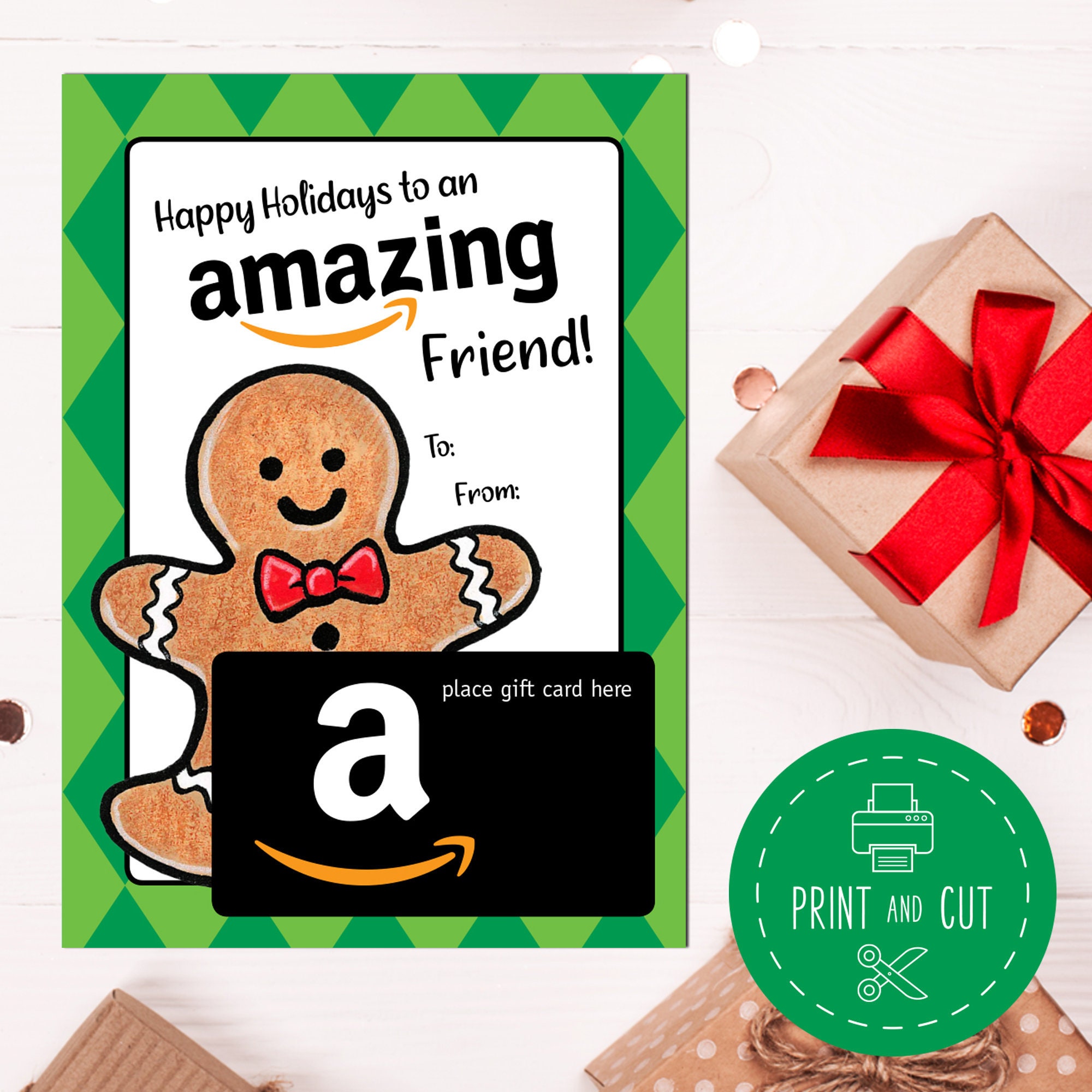 Cute Christmas Amazon Gift Card Holder Download Easy Etsy