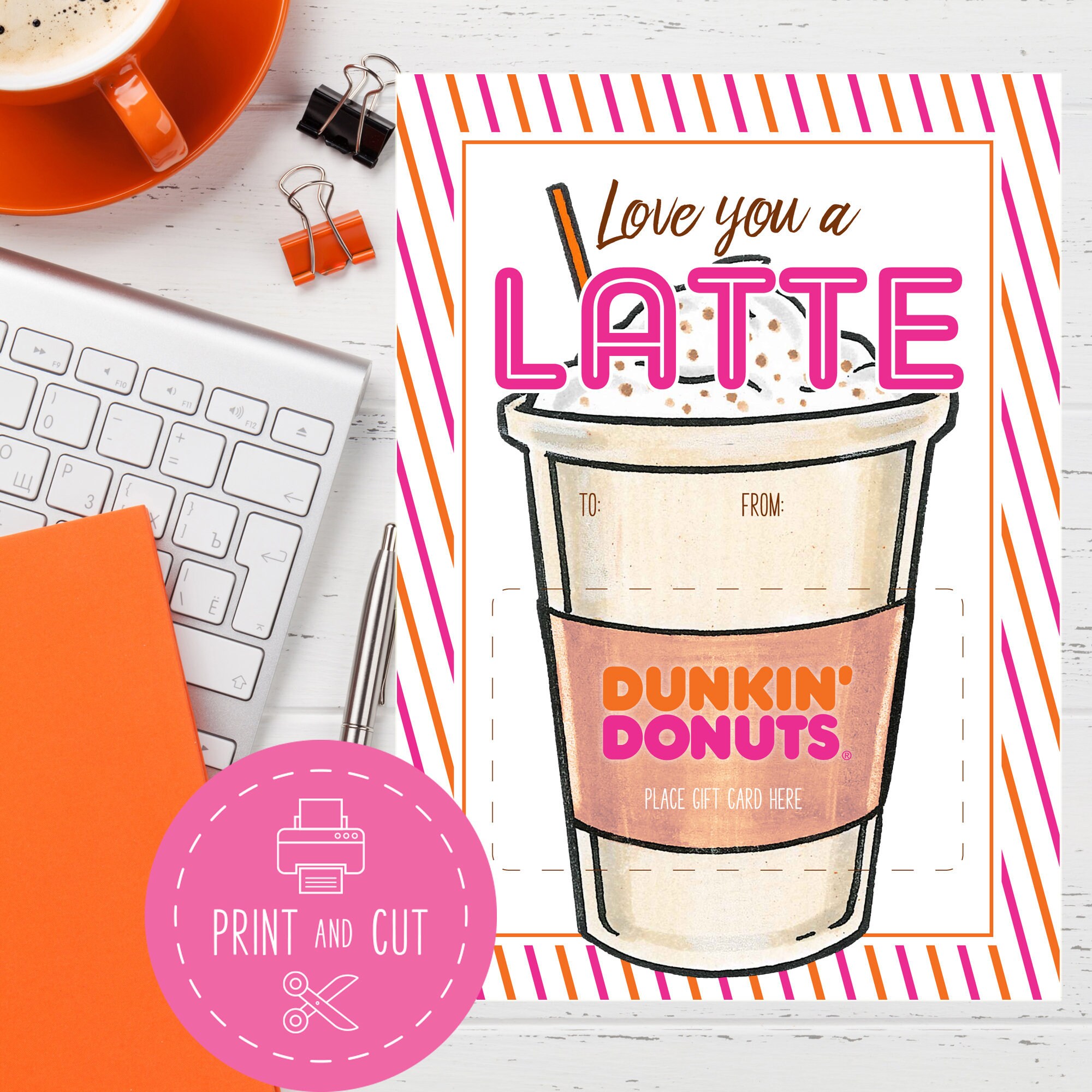 Love You a Latte Gift Card Holder Printable Download Thanks a - Etsy Norway