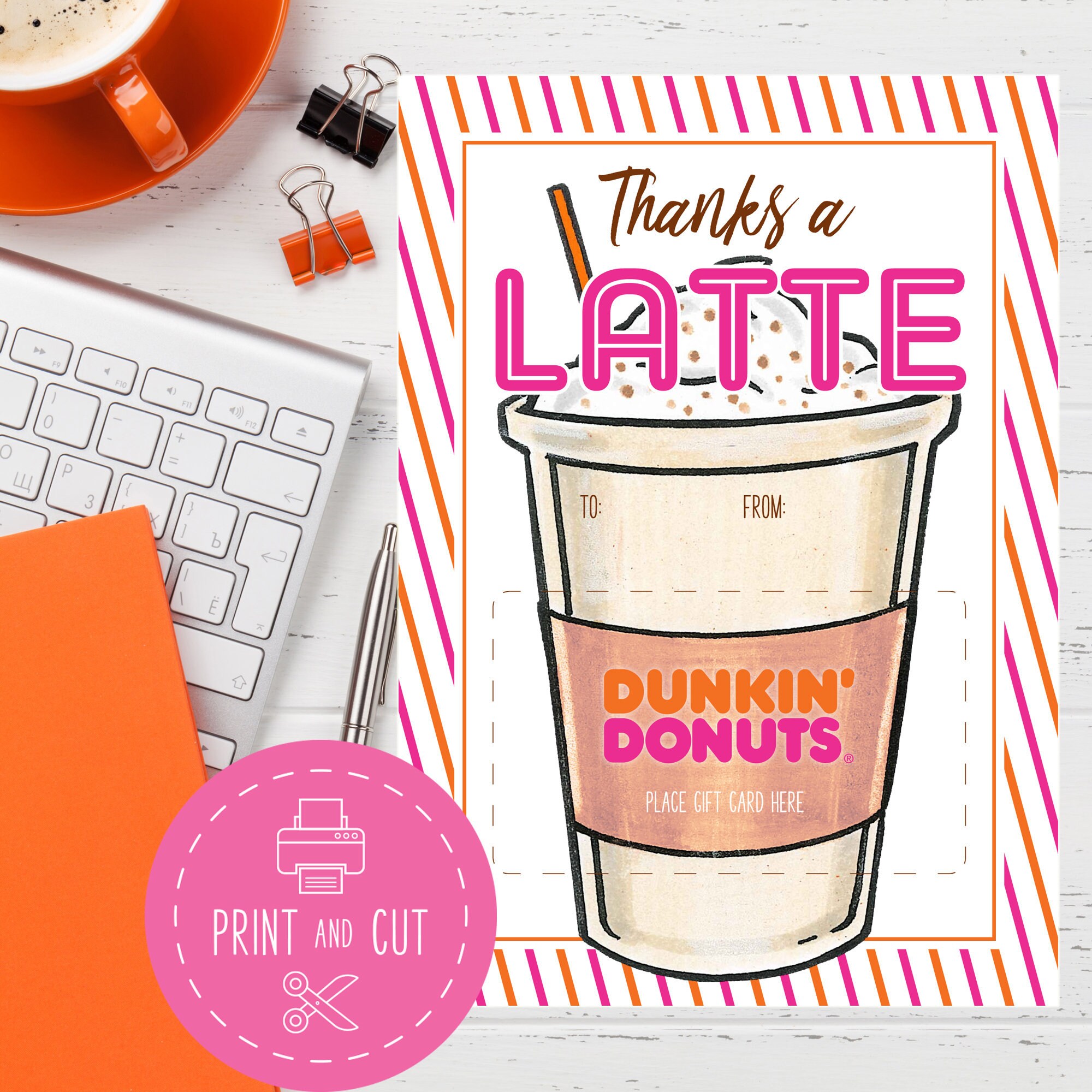 Thanks a Latte Gift Card Holder Download, Love You a Latte Coffee Gift Card Printable - Etsy