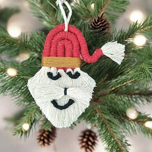 Makramé Jultomte Julgransprydnad - Handgjord Dvärgdekoration
