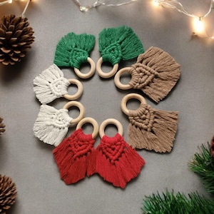 Portatovaglioli in macramè, Portatovaglioli in macramè, Set di portatovaglioli, Decorazione da tavola boho, Decorazione da tavola in macramè, Regalo di Natale, Ornamenti natalizi