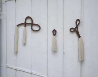 Handmade Macrame Knot Wall Art, Boho Rope Sculpture Set