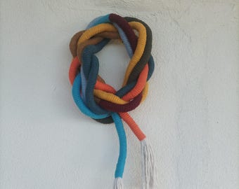 Fiber Art Wall, Abstract Macrame Wall Art, Handmade Cotton Rope Wall Hanging, Modern Boho Home Decor, Sculptural Fiber ArtSculpture