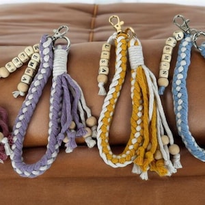 Bracelet Name Keychain, Knitted Keychain, Name Keychain, Macrame Name Keychain, Macrame Keychain, Valentine&#39;s Day Gift, Bag Accessories