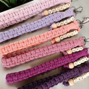 Boho Bracelet Name Keychain, Will You Be My Bridesmaid, Macrame Bracelet Name Keychain, Bridesmaid Box Gifts, Bracelet Keychain Wedding Gift