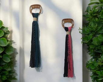 Boho Makramee Wandbehang, Seil Kunst, Zweier Set
