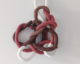 Handmade Yarn-Wrapped Chain Wall Hanging – Unique Modern Art for Eclectic, Rustic or Boho Interiors