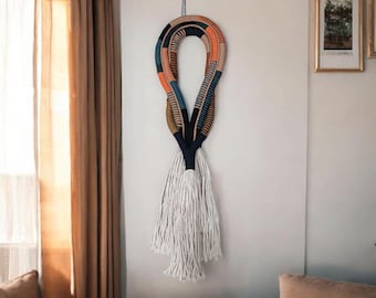 Boho Rope Wall Hanging, Abstract Macrame Wall Art, Handmade Cotton Rope Knot Wall Hanging, Modern Minimal Boho Home Decor
