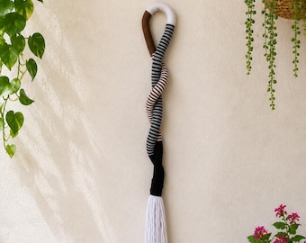 Boho Rope Wall Hanging, Minimal Macrame Wall Hanging, Handmade Cotton Rope Wall Art, Modern Abstract Fiber Art, Neutral Boho Decor