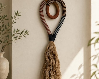 Handmade 3D Boho Macrame Wall Hanging, Rustic Rope Art with Tassel (20-70cm)
