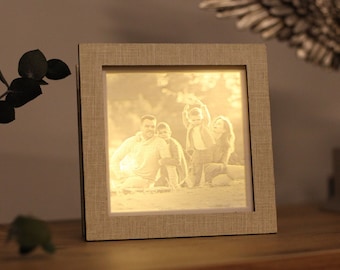 luz nocturna fotográfica personalizada, luz nocturna de impresión 3D, luz nocturna Lithophane, regalo de aniversario, luz nocturna personalizada enmarcada,