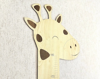 Tabla de crecimiento de jirafa en 3D, tabla de crecimiento de madera, decoración de guardería de madera, tabla de altura de madera para niños, regalo de cumpleaños personalizado para niños
