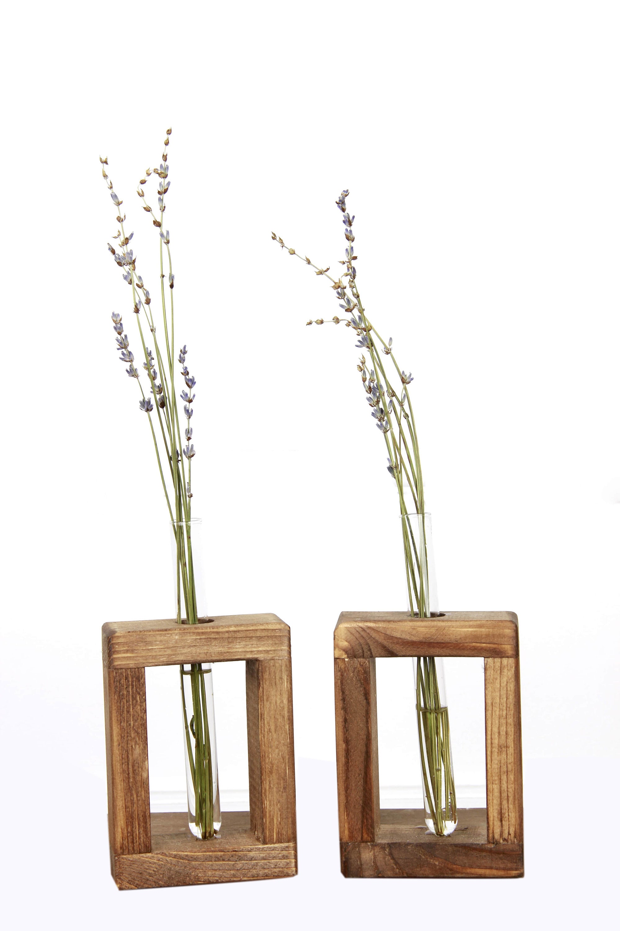 Wooden & Glass vase for flower dual two pieces Handmade Etsy