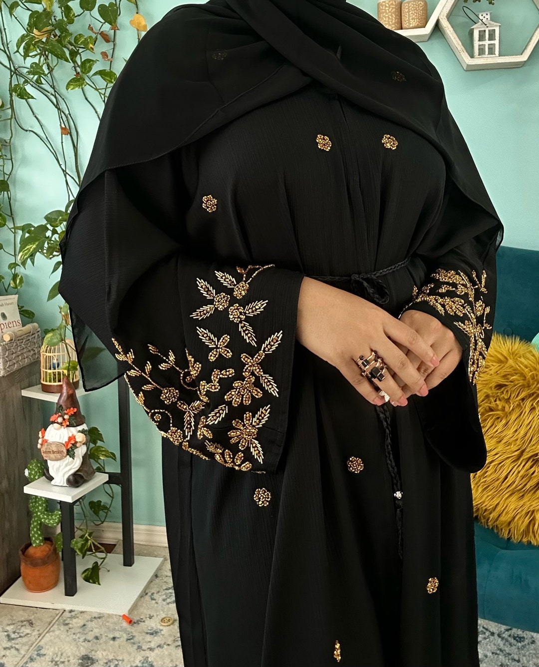 Abaya, Hand Embellished Dubai Abaya, Black Luxury Abaya - Etsy