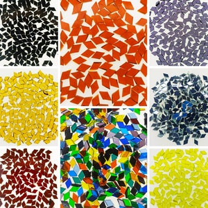 1Lb 10 Different Color Mosaic Tiles, Mosaic Pieces Cut by Hand in the Form of Diamond Shape, Mosaic Supplies, Craft Supplies, Mosaic Part.