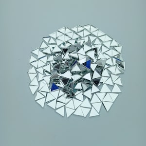 50 Mosaic Mirror Tiles In Triangle , Mosaic Tiles, Mosaic Pieces, Mosaic Glass Pieces, Mosaic Supplies, Mosaic Started, Triangle Cut.