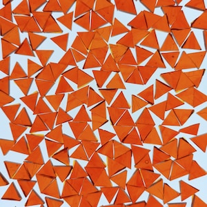 100 Pcs 13mm Orange Glass Triangle Mosaic Tiles, Mosaic Pieces Cut by Hand in the Form of Triangle Cut, Mosaic Supplies, Craft Supplies.