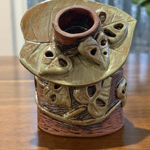 Handmade Ceramic Butter Keeper with Swiss Cheese Monstera Leaves