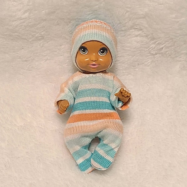 Handmade Doll Clothes for Barbie Baby:  Spring Stripe Footed Sleeper and Hat