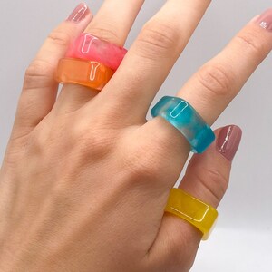 Colourful Square Resin Rings! // Mix & Match Retro Rings  // Gift-Wrapped With Personalised note Option Available!