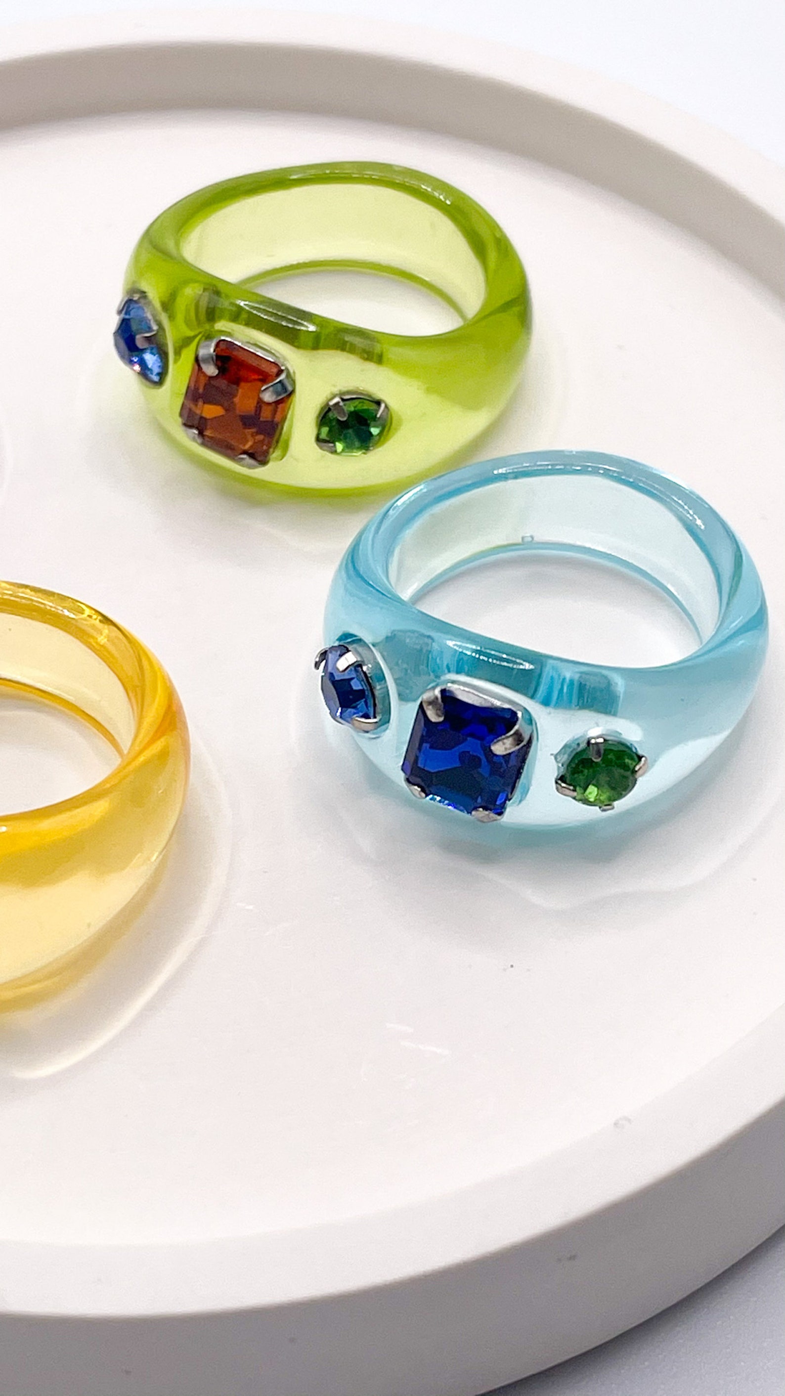 Y2k Resin Gem Chunky Resin Rings // Colourful Clear Rings Etsy UK