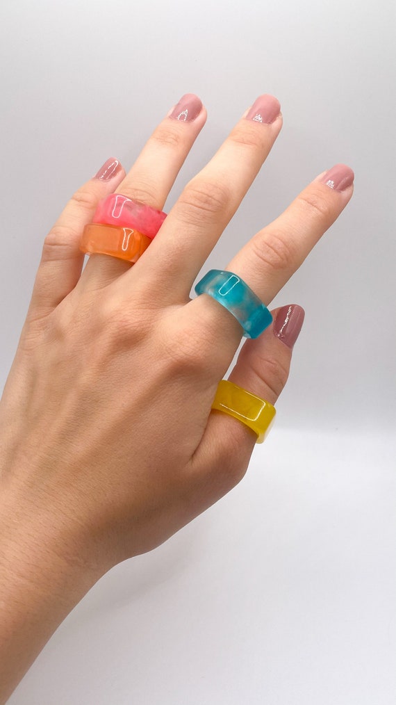 Colourful on sale resin rings
