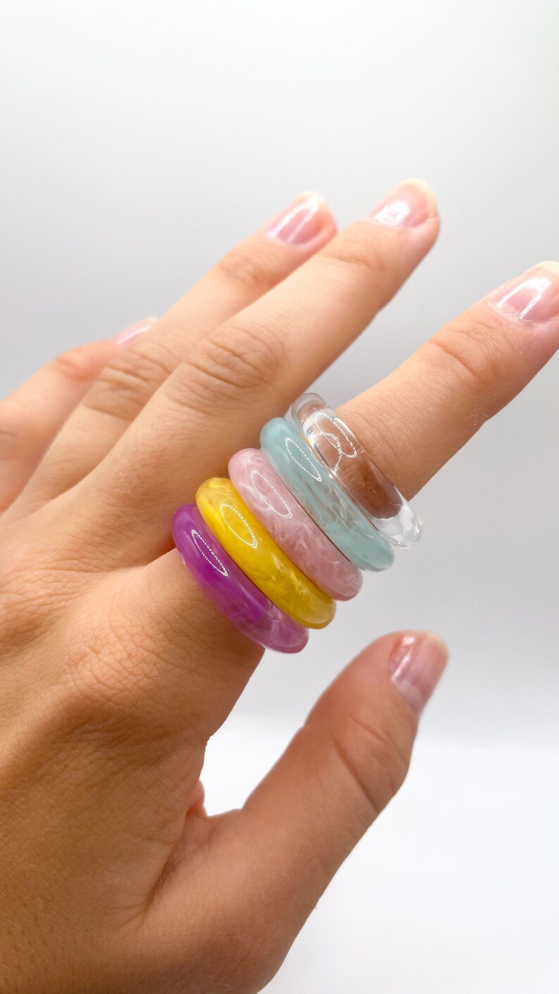 Chunky Resin Rings // Mix & Match Y2k Ring Bands // Etsy UK