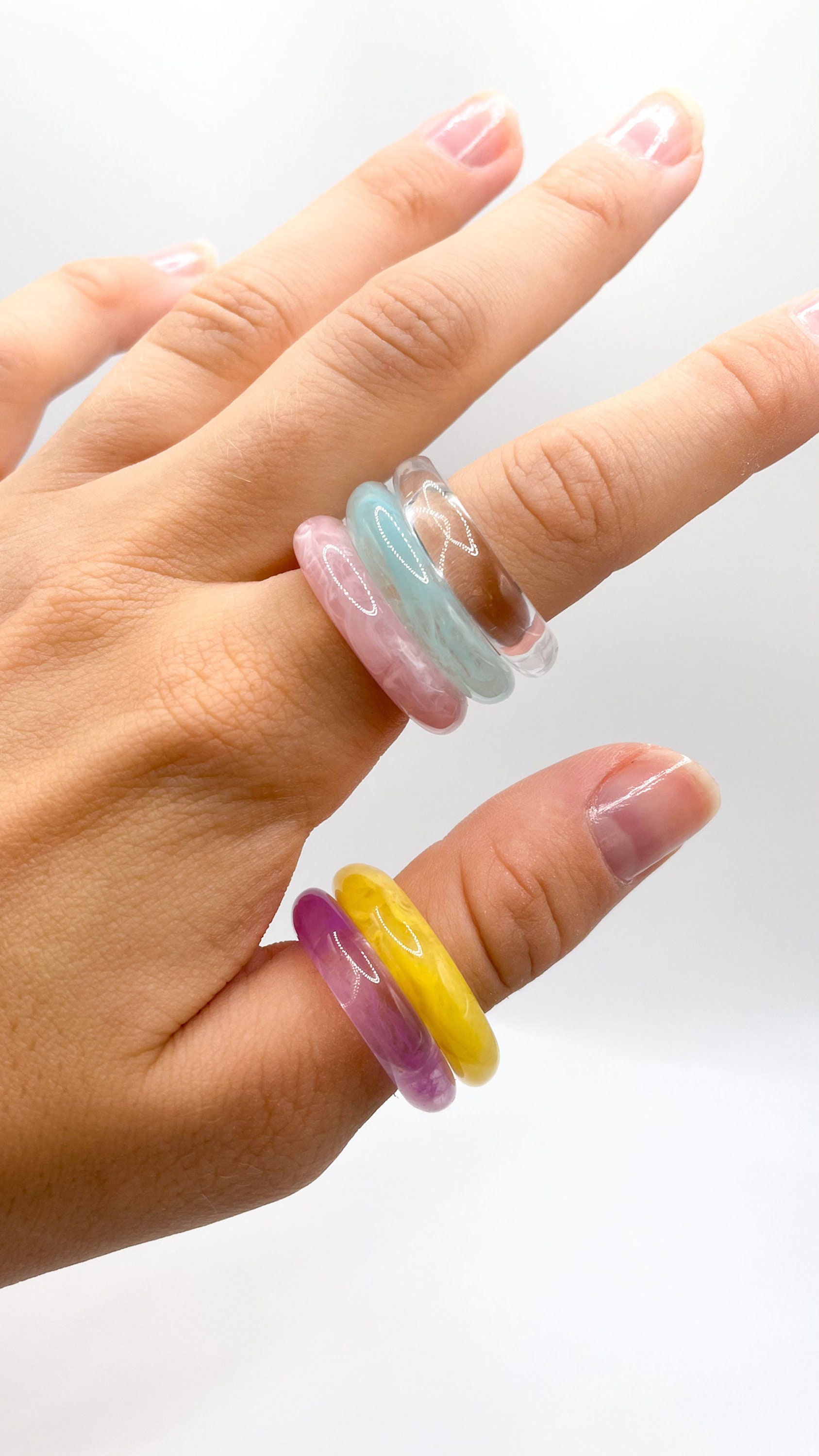 Chunky Resin Rings // Mix & Match Y2k Ring Bands // Etsy UK