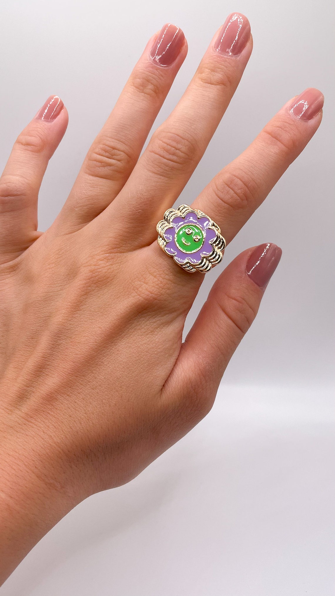 Y2k Funky Chunky Rings // Enamel Summer Statement Ring // Etsy