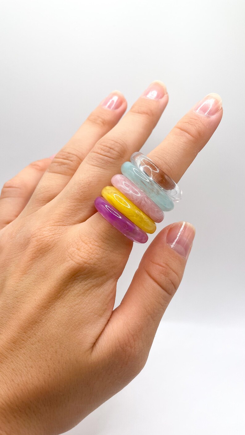 Chunky Resin Rings // Mix & Match Y2k Ring Bands // Etsy UK