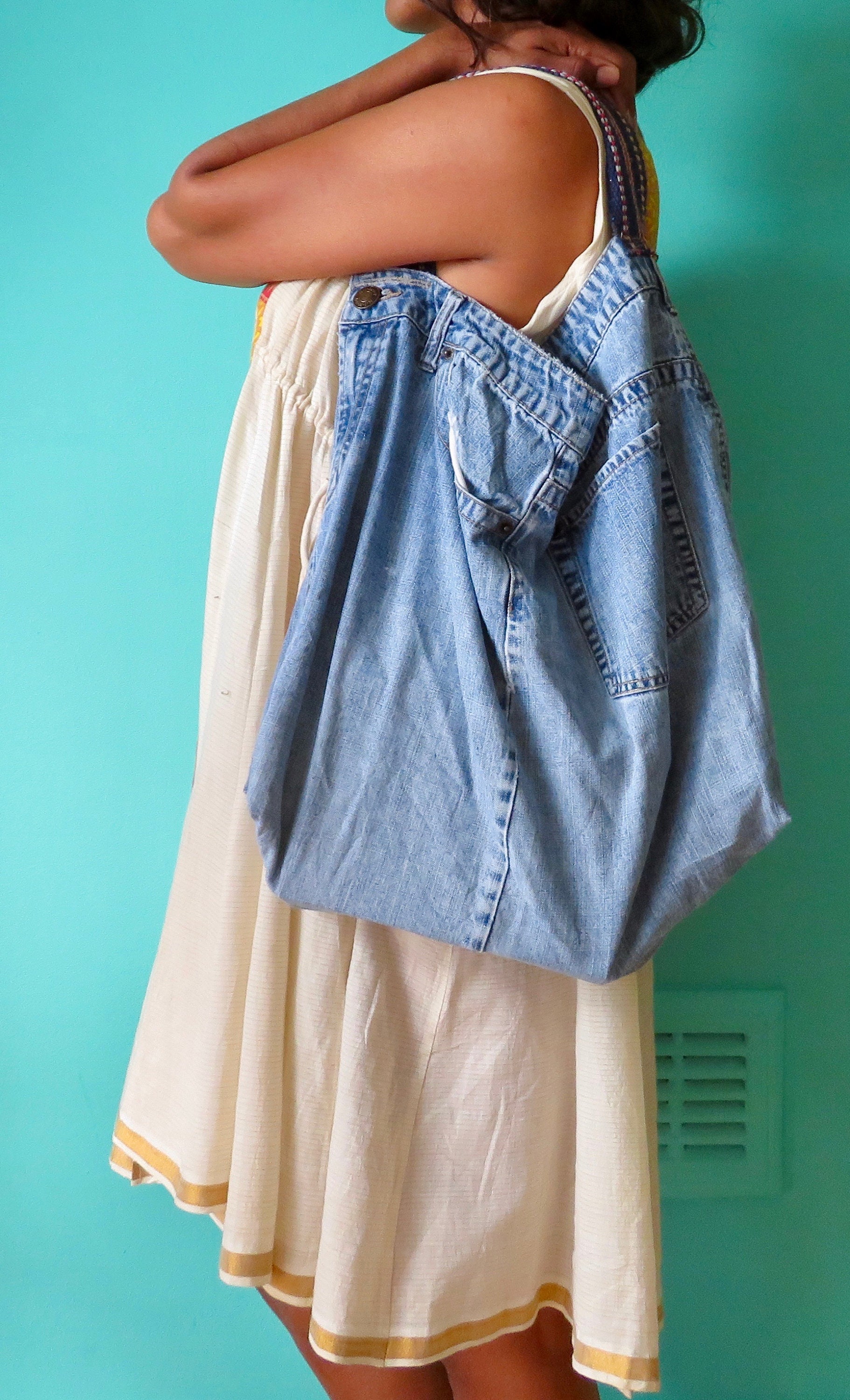 Denim shopping bag Etsy