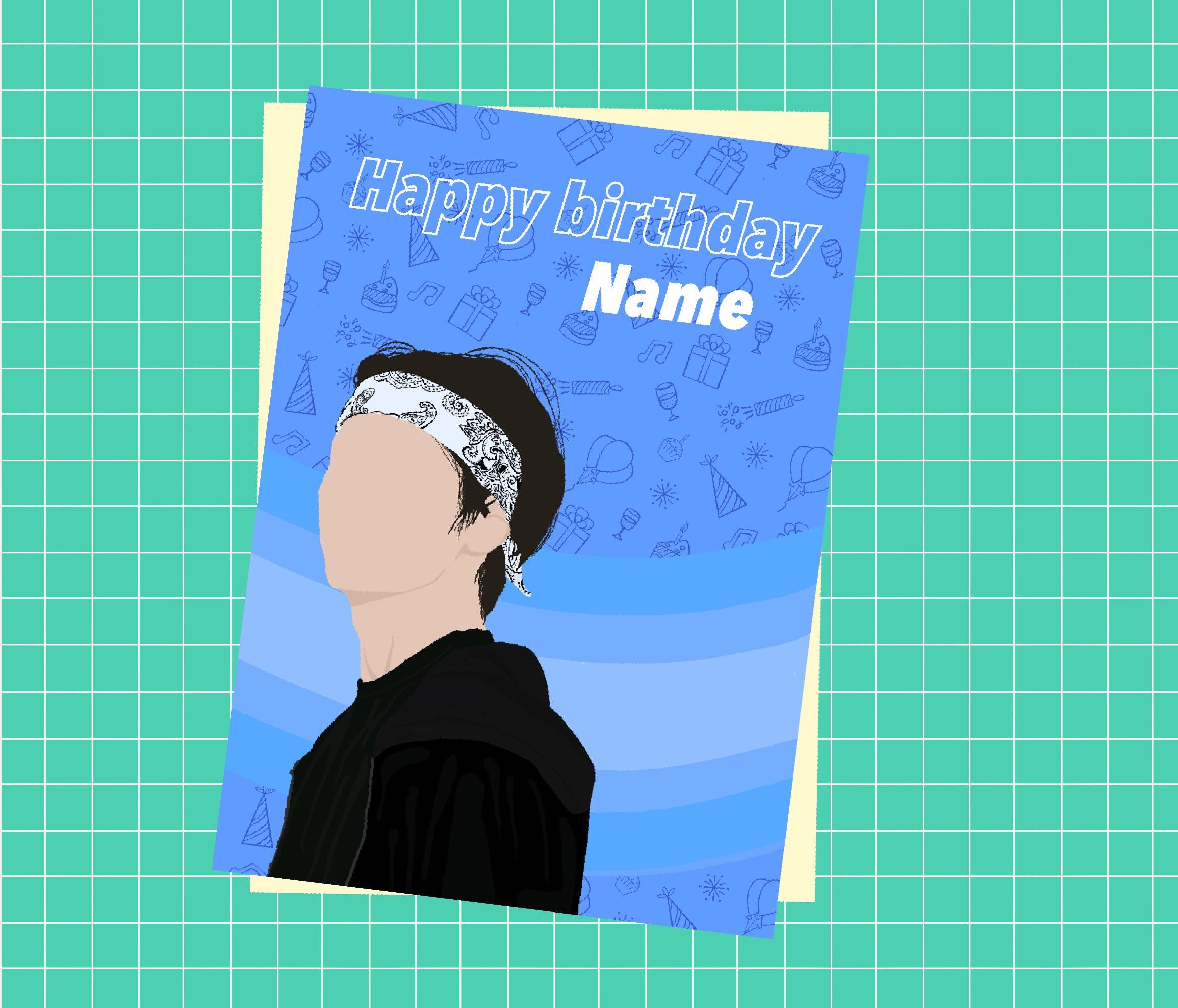 V BTS personalised birthday card Etsy