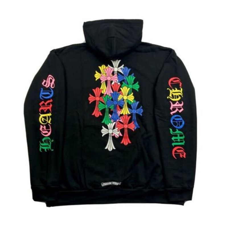 【Chrome Hearts】Multi Color Cross Cemetery Hoodie★フーディ Chrome Hearts Multi-Color Cemetery Cross Logo Zip Up Hoodie