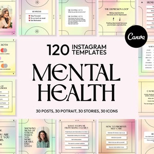 Mental Health Instagram Templates for Canva | Mental Health Social Media Templates | Mental Health Content | Mental Health Business Template