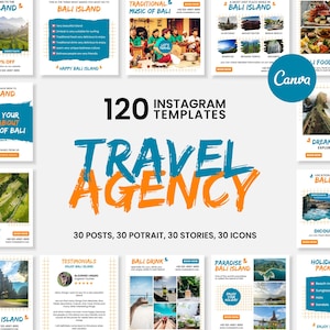 Plantillas de viajes para Instagram en Canva / Publicaciones de viajes en redes sociales / Historias de viajes en redes sociales / Portadas destacadas de viajes / Planificador de viajes
