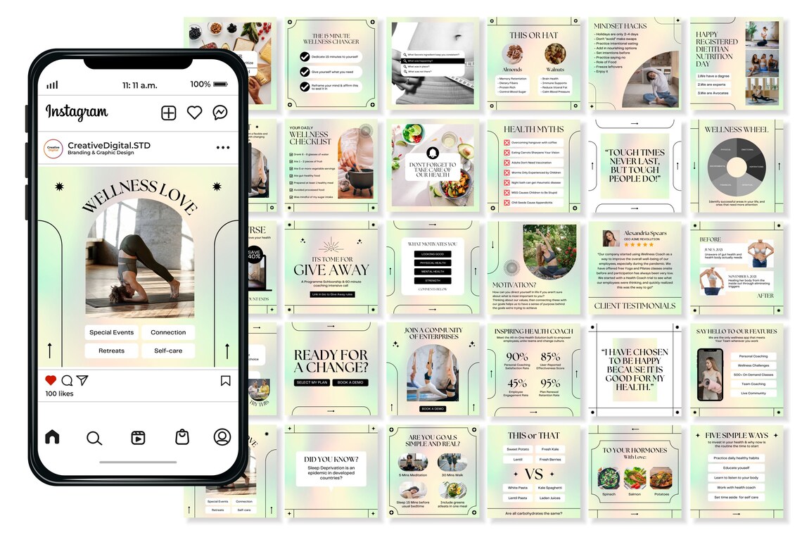 Wellness Instagram Templates for Canva | Coach Social Media Branding - Etsy