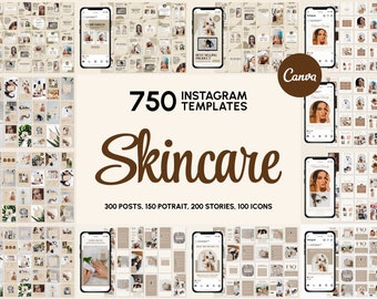Skincare Instagram Templates for Canva | 750+ Posts, Stories & Highlights