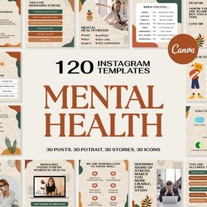 Mental Health IG Templates for Canva | Mental Health IG Posts | Mental Health IG Stories | Mental Health Content | Mental Health Marketing