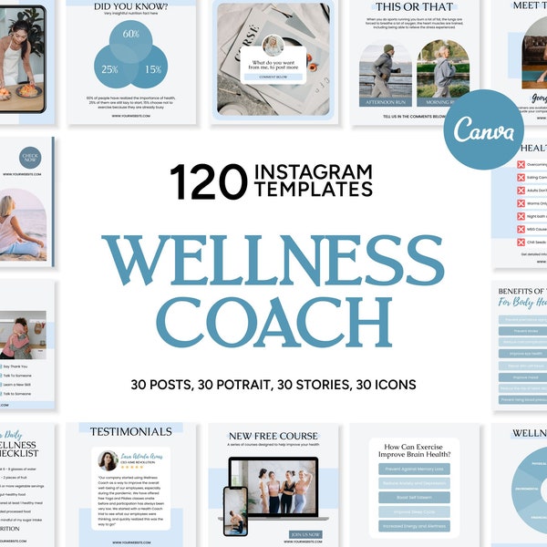 Wellness IG Template for Canva | Wellness IG Posts | Wellness IG Stories | Wellness Content Planner | Wellness Engagement | Wellness Online