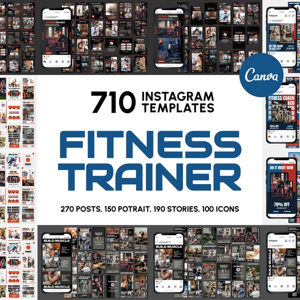Fitness Social Media Templates for Canva | Fitness Instagram Templates | Fitness Feed-Stories-Covers | Fitness Branding | Fitness Marketing