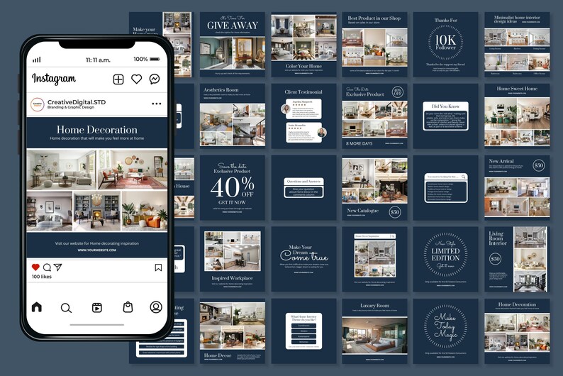 Home Decor Canva Templates Home Decor Social Media Templates Home Decor