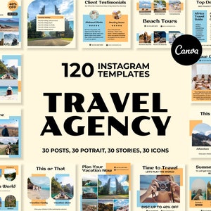 Travel Instagram Templates for Canva | Travel Social Media Templates | Travel Branding Content | Travel Business Templates | Travel Planner