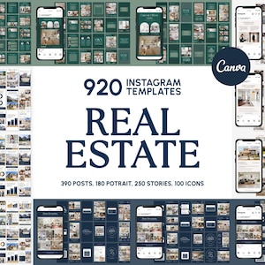 Real Estate Social Media Templates for Canva | Real Estate Instagram Templates | Real Estate Feed-Stories-Highlights | Real Estate Branding