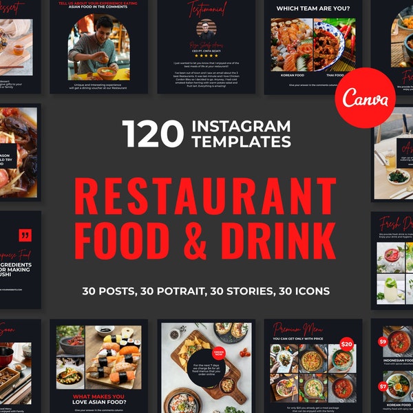 Asian Food Instagram Template for Canva | Asian Food Social Media Template | Asian Food Branding | Asian Food Business | Asian Food Content