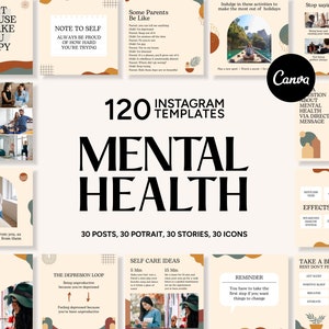 Mental Health Canva Template | Mental Health Social Media Template | Mental Health Social Media Posts-Stories-Icons | Mental Health Content