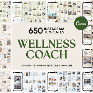 Wellness Canva Template | Health Instagram Template | Wellness Posts | Health Stories | Wellness Icons | Health Content | Wellness Branding